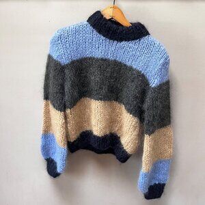 Ganni XS Julliard Striped Mohair Blend Sweater‎